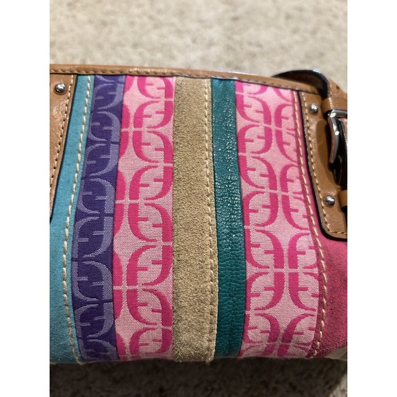 FOSSIL HANDBAG Signature Jacquard & Leather Purse Hand Bag Stripe C24 - Picture 12 of 16